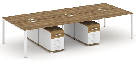 Рабочая станция на 6 мест с двумя двухсторонними опорными тумбами CN.DRS-342 B/W