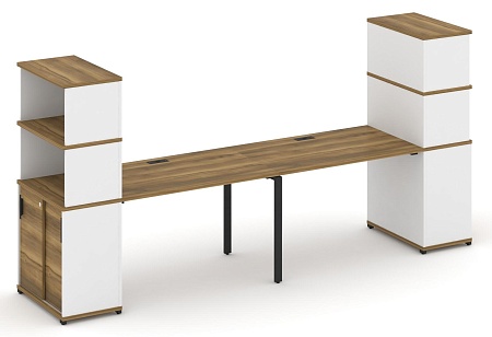 Рабочая станция с опорными шкафом купе с надставкой высокой CN.ORS-242 B/W