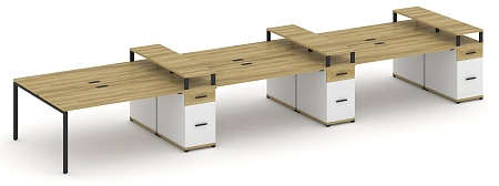 Рабочая станция на 6 мест с шестью опорными тумбами CN.DRS-480 B/W