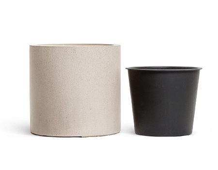 Кашпо TREEZ Effectory Beton Цилиндр Белый песок в-51 см, д-53 см