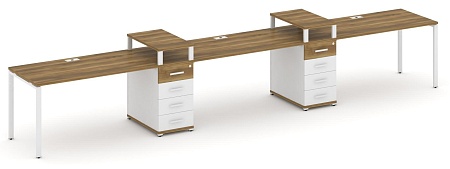 Рабочая станция на 3 места с двумя опорными тумбами CN.ORS-451 B/W