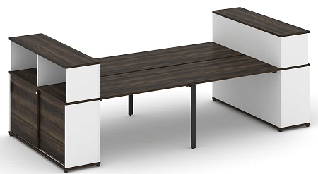 Рабочая станция с опорными шкафами купе с надставкой низкой CN.DRS-282 B/W