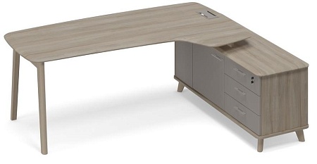 Стол эргономичный правый на опорной тумбе (тип 4) WOOD ТМ В2 124