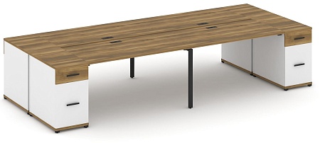 Рабочая станция на 4 места с двумя опорными тумбами CN.DRS-431 B/W