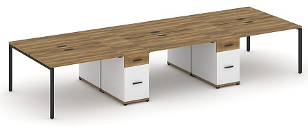 Рабочая станция на 6 мест с четыремя опорными тумбами CN.DRS-454 B/W