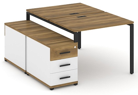 Рабочая станция на 2 места с двухсторонней опорной тумбой CN.DRS-301 B/W