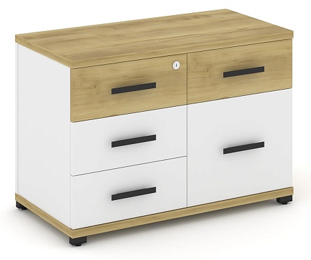 Тумба приставная широкая 4 ящика + 1 распашной фасад. CN.TSP-010 B/W