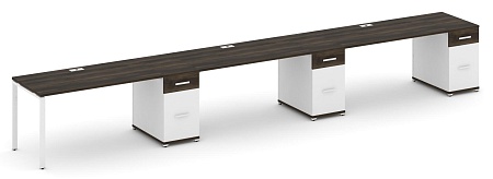 Рабочая станция на 3 места с тремя опорными тумбами CN.ORS-447 B/W