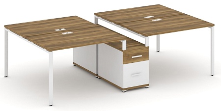 Рабочая станция на 4 места с двухсторонней опорной тумбой CN.DRS-314 B/W