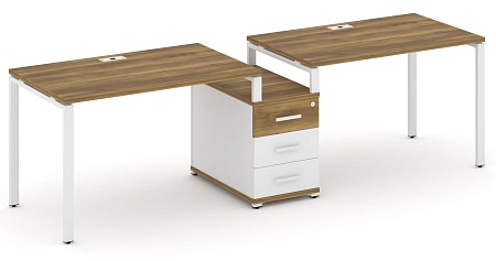 Рабочая станция на 2 места с одной опорной тумбой CN.ORS-302 B/W