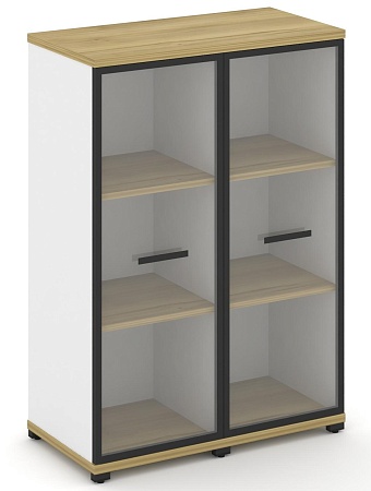 Шкаф две узкие секции, 3 ниши (2 фасада стекло прозрачное в раме, 3 ниши) CN.STU-326 RP B/W