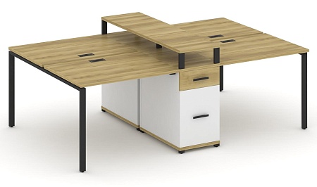 Рабочая станция на 6 мест с четыремя опорными тумбами CN.DRS-437 B/W