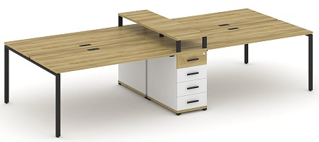 Рабочая станция на 6 мест с четыремя опорными тумбами CN.DRS-436 B/W