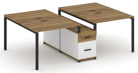 Рабочая станция на 4 места с двухсторонней опорной тумбой CN.DRS-313 B/W