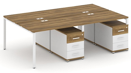 Рабочая станция на 4 места с двумя двухсторонними опорными тумбами CN.DRS-318 B/W