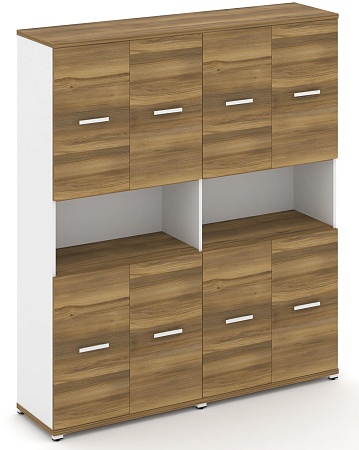 Шкаф две широкие секции, 5 ниш (4 фасада ЛДСП, 2 ниши + 4 фасада ЛДСП, 2 ниши) CN.STS-523 B/W