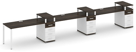 Рабочая станция на 3 места с тремя опорными тумбами CN.ORS-459 B/W