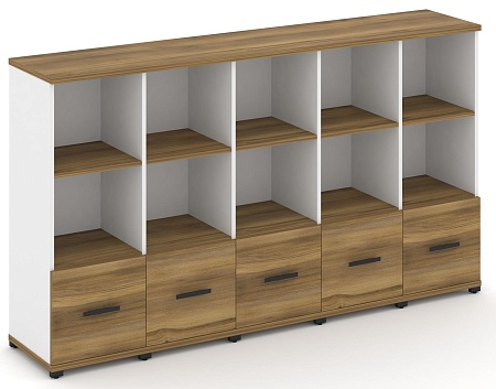 Шкаф пять узких секций, 3 ниши (5 фасадов ЛДСП, 1 ниша) CN.STU-351 B/W