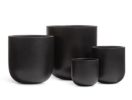 Кашпо TREEZ Ergo Hard Rock Цилиндрическая Чаша Антрацит д-65, в-68 см