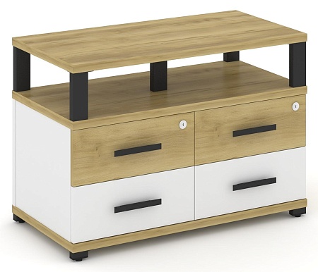 Тумба приставная широкая 4 ящика. С надставкой широкой. CN.TSP-003 B/W