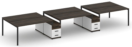 Рабочая станция на 6 мест с двумя двухсторонними опорными тумбами CN.DRS-336 B/W