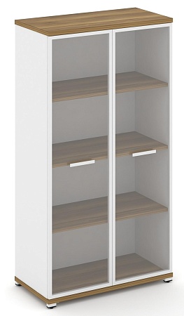 Шкаф две широкие секции, 4 ниши (2 фасада стекло прозрачное в раме,  4 ниши) CN.STS-416 RP B/W