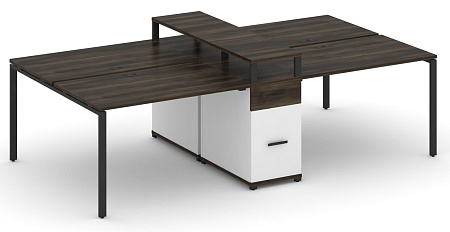 Рабочая станция на 6 мест с четыремя опорными тумбами CN.DRS-438 B/W