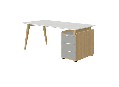 Стол рабочий прямой с опорной тумбой Rem-180.1L+ Rem-32