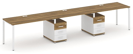 Рабочая станция на 3 места с двумя опорными тумбами CN.ORS-335 B/W