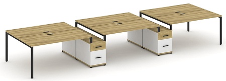Рабочая станция на 6 мест с двумя двухсторонними опорными тумбами CN.DRS-340 B/W