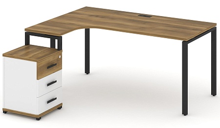 Стол эргономичный левый с опорной тумбой CN.SA-307(L) B/W