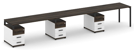 Рабочая станция на 3 места с тремя опорными тумбами CN.ORS-344 B/W