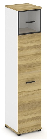 Шкаф одна узкая секция, 5 ниш (фасад ЛДСП  на 4 ниши + фасад стекло прозрачное в раме, на 1 нишу) CN.STU-517 RP B/W