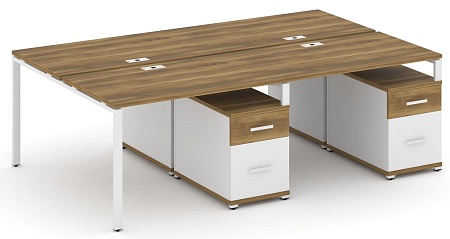 Рабочая станция на 4 места с двумя двухсторонними опорными тумбами CN.DRS-322 B/W