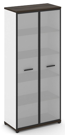 Шкаф одна широкая секция, 5 ниш (2 фасада стекло белое матовое в раме, 5 ниш) CN.STS-518 RM B/W