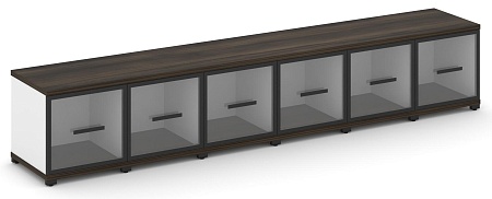 Шкаф шесть узких секций, 1 ниша (6 фасадов стекло прозрачное в раме, 1 ниша) CN.STU-163 RP B/W