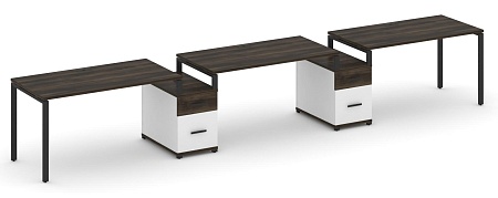 Рабочая станция на 3 места с двумя опорными тумбами CN.ORS-331 B/W