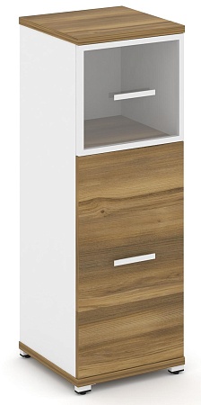 Шкаф одна узкая секция, 3 ниши (фасад ЛДСП, 2 ниши + фасад стекло прозрачное в раме,  1 ниша) CN.STU-314 RP B/W