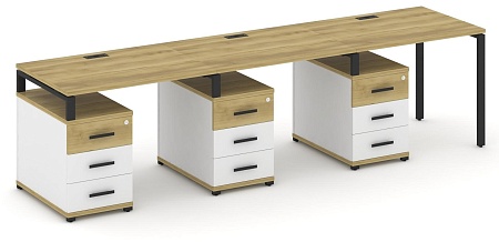 Рабочая станция на 3 места с тремя опорными тумбами CN.ORS-341 B/W