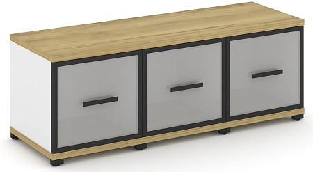 Шкаф три узкие секции, 1 ниша (3 фасада стекло белое матовое в раме, 1 ниша) CN.STU-133 RM B/W