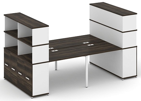 Рабочая станция с опорными распашными шкафоми с надставкой высокой CN.DRS-273 B/W