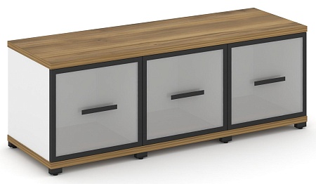 Шкаф три узкие секции, 1 ниша (3 фасада стекло белое матовое в раме, 1 ниша) CN.STU-133 RM B/W