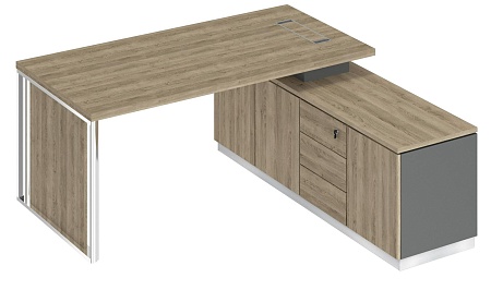 Стол руководителя на опорной тумбе с декоративной вставкой правый БР 107R