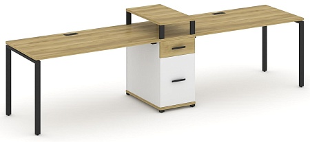 Рабочая станция на 2 места с одной опорной тумбой CN.ORS-423 B/W