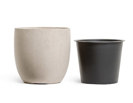 Кашпо TREEZ Effectory Beton Округлый конус Белый песок в-48 см, д-49 см