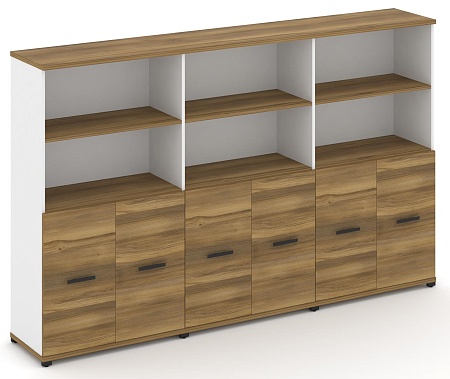 Шкаф три широкие секции, 4 ниши (6 фасадов ЛДСП, 2 ниши) CN.STS-431 B/W