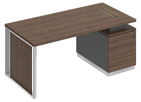 Стол руководителя на опорной тумбе с декоративной вставкой правый БР 109R