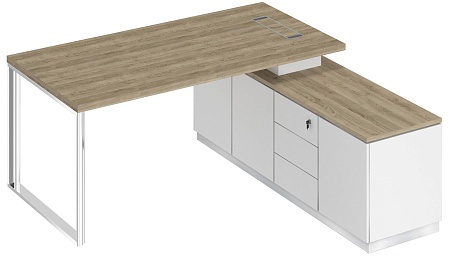 Стол руководителя на опорной тумбе правый БР 101R