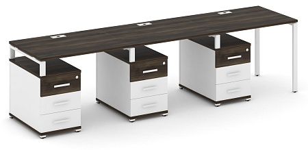 Рабочая станция на 3 места с тремя опорными тумбами CN.ORS-341 B/W