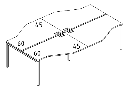 Рабочая станция со столами эргономичными  А4 Б2 186-2 БП